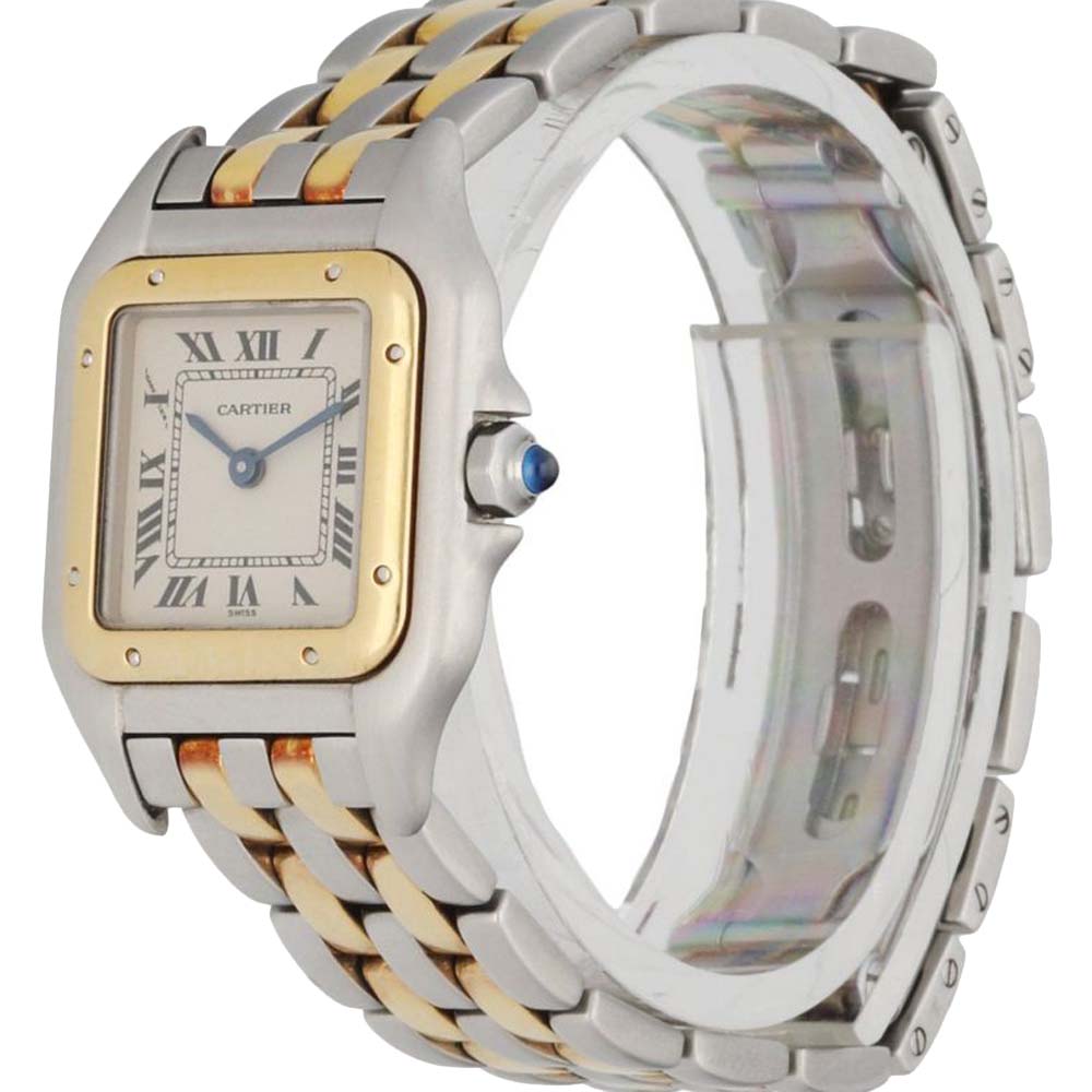 

Cartier Silver 18K Yellow Gold And Stainless Steel Panthere 1120 Women's Wristwatch 22 MM