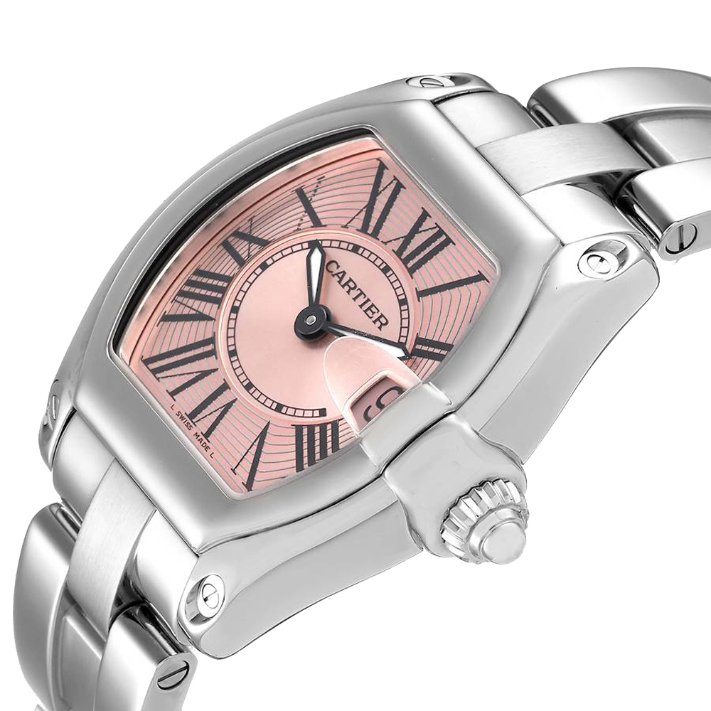 

Cartier Pink Stainless Steel Roadster W62017V3 Women's Wristwatch