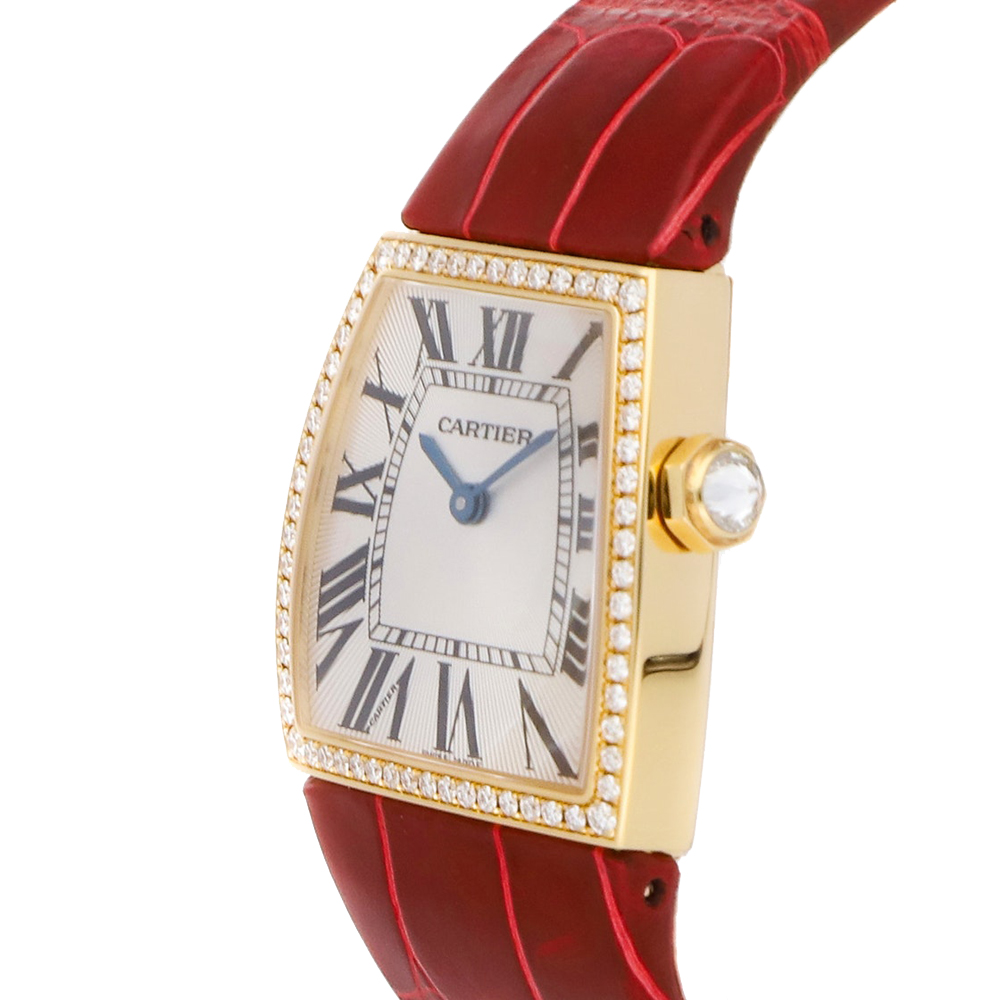 

Cartier Silver Diamonds 18K Yellow Gold La Dona WE600251 Women's Wristwatch 28 MM