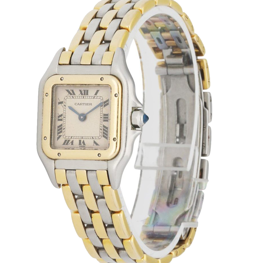 

Cartier Silver 18K Yellow Gold And Stainless Steel Panthere Quartz Women's Wristwatch 22 MM