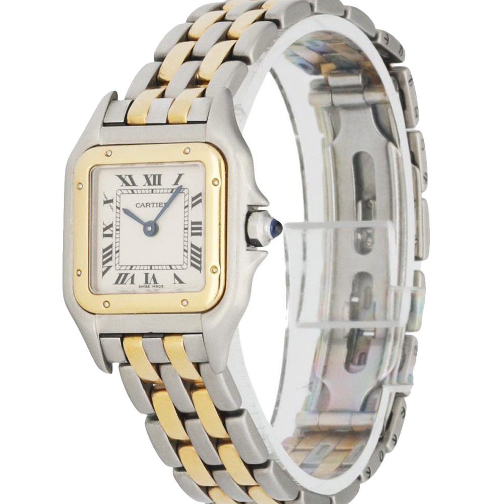 

Cartier Silver 18K Yellow Gold And Stainless Steel Panthere 1120 Quartz Women's Wristwatch 22 MM