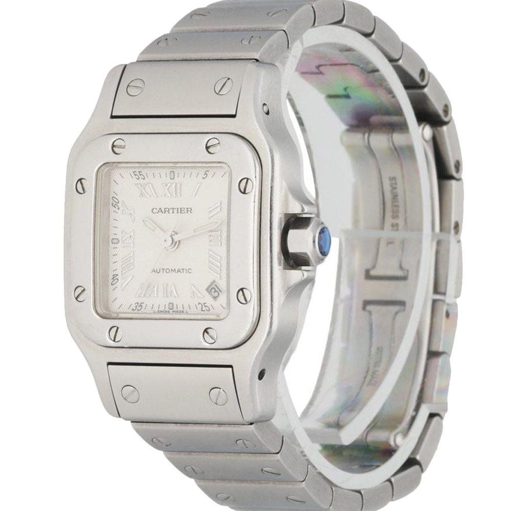

Cartier Silver Stainless Steel Santos Galbee 2423 Automatic Women's Wristwatch 24 MM