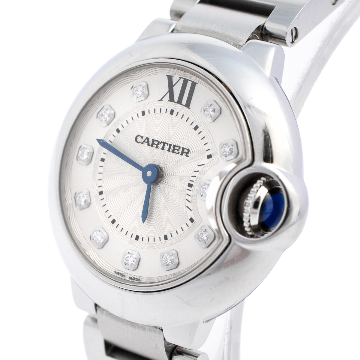

Cartier Silver Stainless Steel Diamonds Ballon Bleu