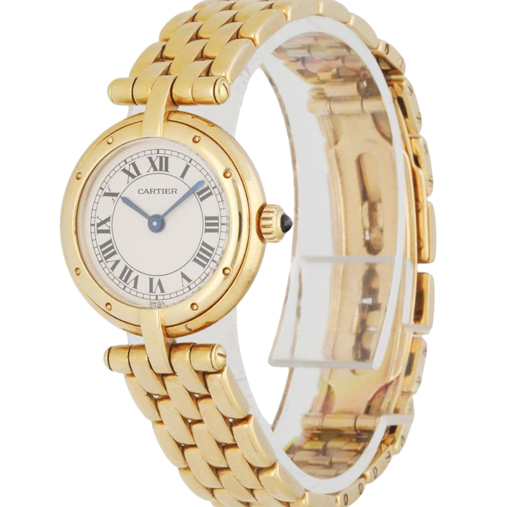 

Cartier Silver 18K Yellow Gold Panthere Cougar Women's Wristwatch 24 MM