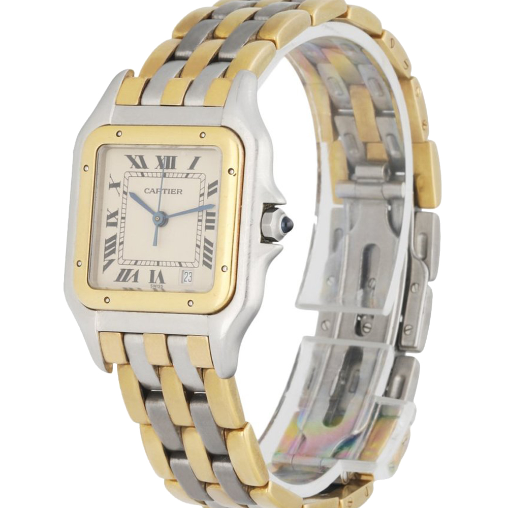 

Cartier Silver 18K Yellow Gold And Stainless Steel Panthere 187949 Women's Wristwatch 27 MM