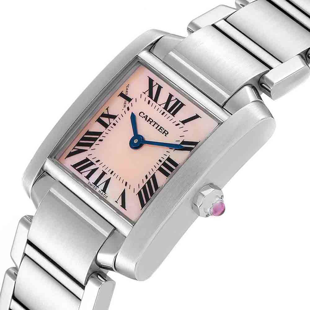 

Cartier Pink MOP Stainless Steel Tank Francaise W51028Q3 Women's Wristwatch