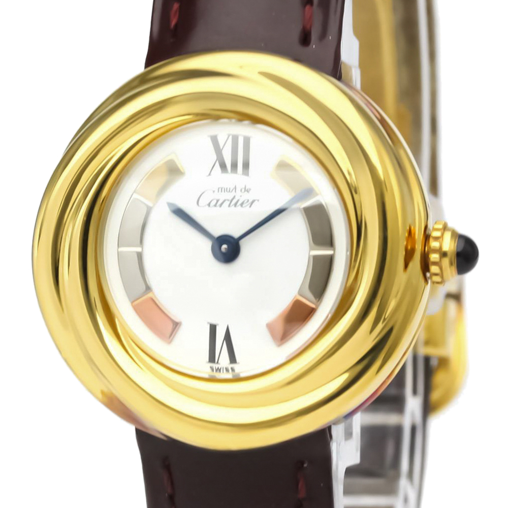 

Cartier Silver Gold Plated Stainless Steel Must Trinity Vermeil W1010744 Quartz Women's Wristwatch 26 MM