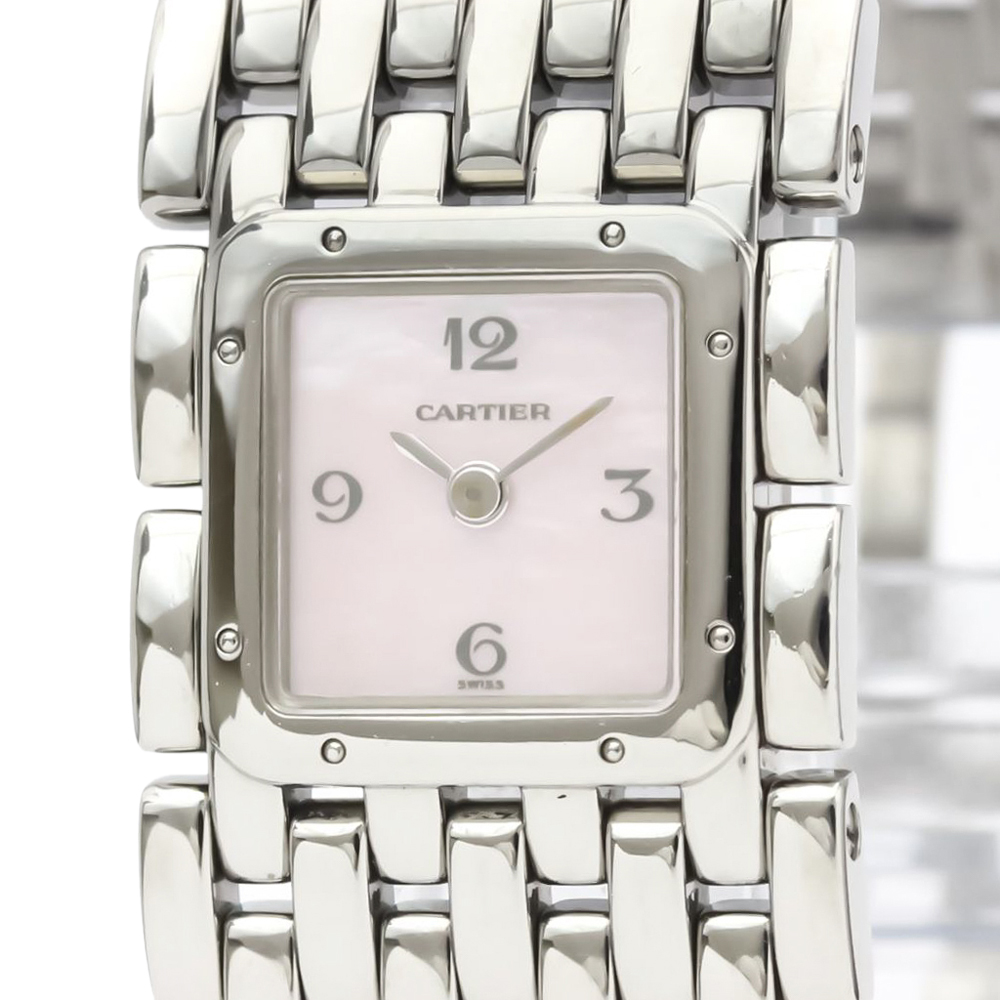 

Cartier Pink MOP Stainless Steel Ruban Quartz W61003T9 Women's Wristwatch 21 MM