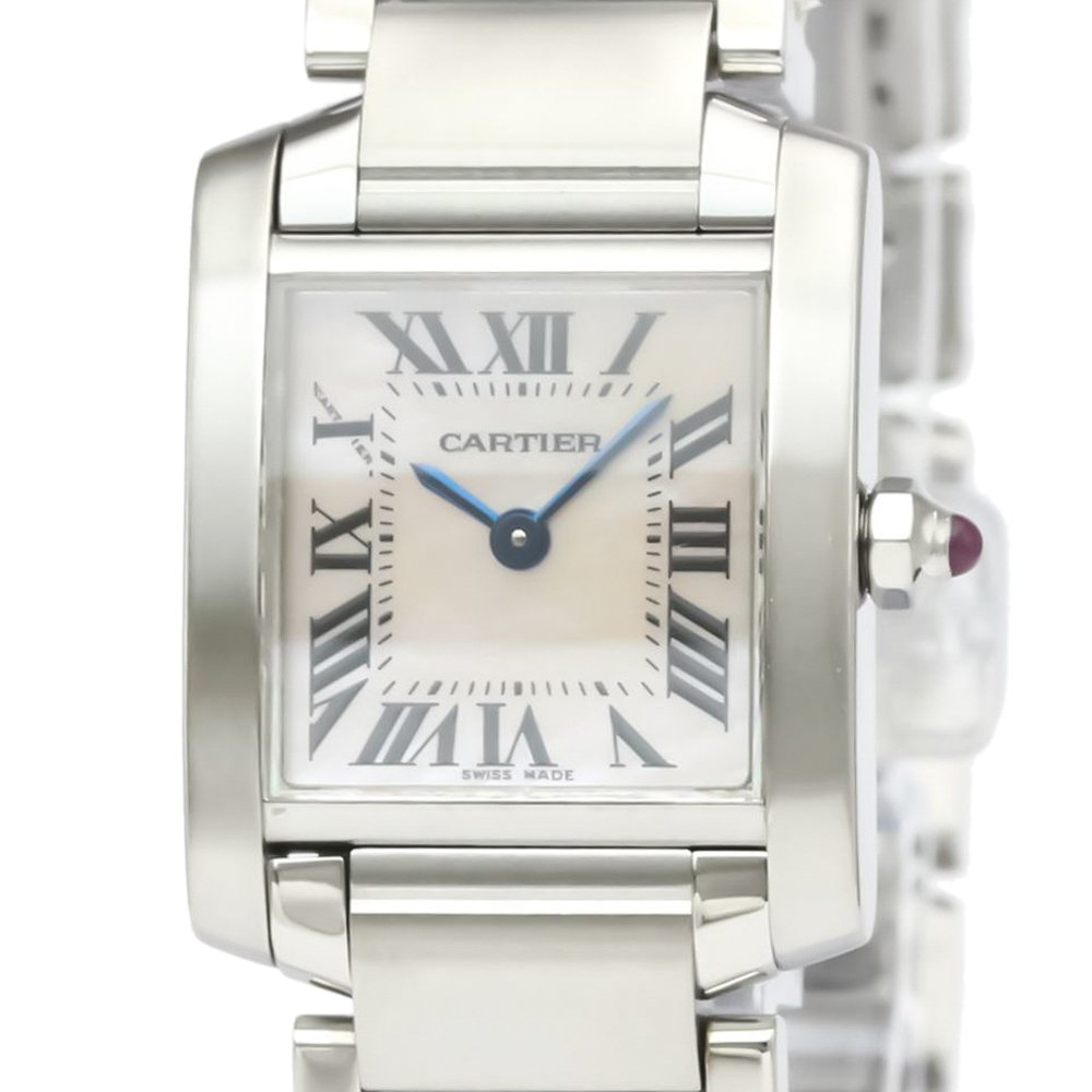 

Cartier MOP Stainless Steel Tank Francaise W51028Q3 Quartz Women's Wristwatch 20 MM, White