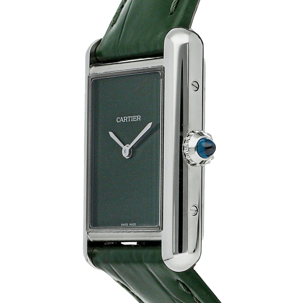 

Cartier Green Stainless Steel Tank Must WSTA0056 Women's Wristwatch 34 MM