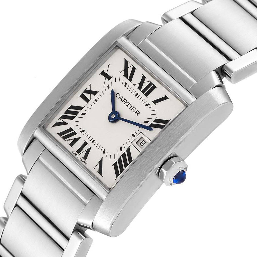 

Cartier Silver Stainless Steel Tank Francaise W51011Q3 Women's Wristwatch