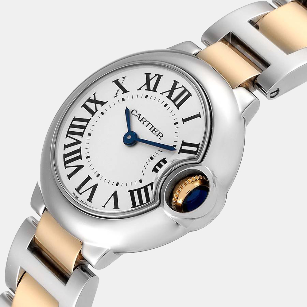 

Cartier Silver 18K Yellow Gold And Stainless Steel Ballon Blue W2BB0010 Women's Wristwatch 28 MM