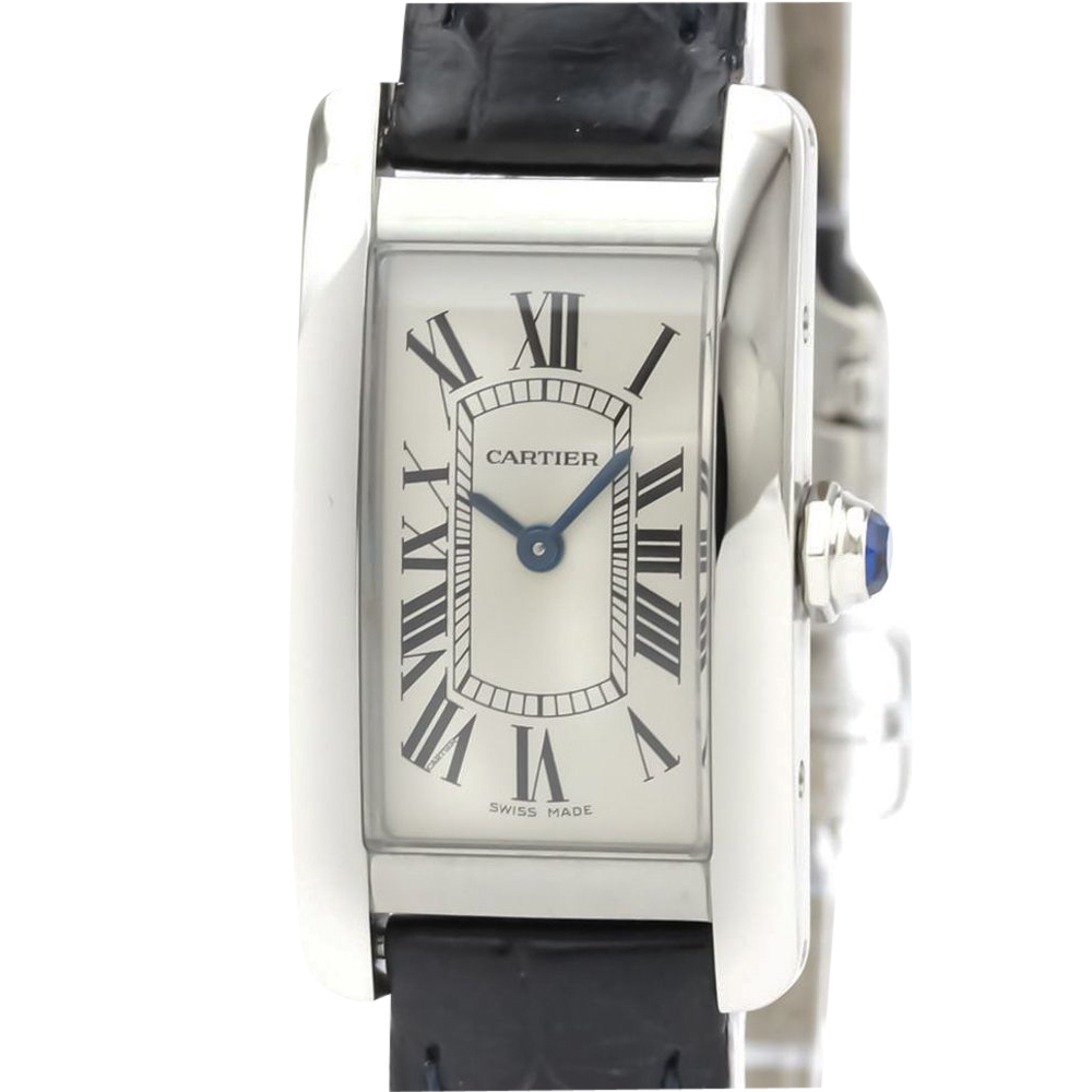 

Cartier Silver Stainless Steel Tank Americaine Quartz Women's Wristwatch