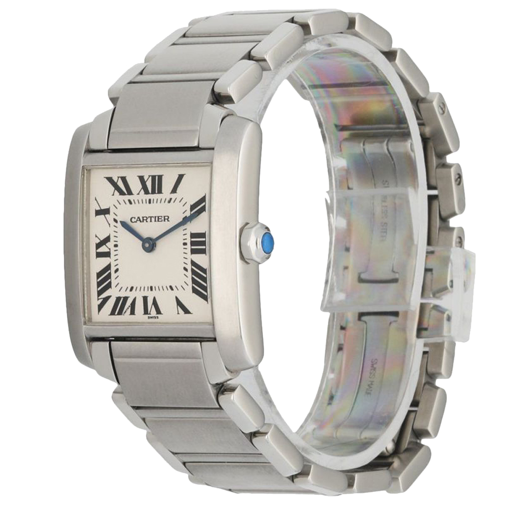 

Cartier Silver Stainless Steel Tank Francaise 2301 Women's Wristwatch 24 MM