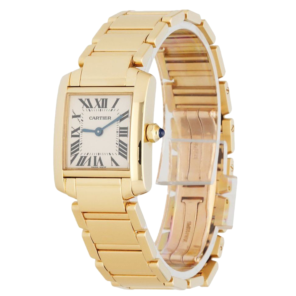 

Cartier Silver 18K Yellow Gold Tank Francaise 2385 Women's Wristwatch 20 MM