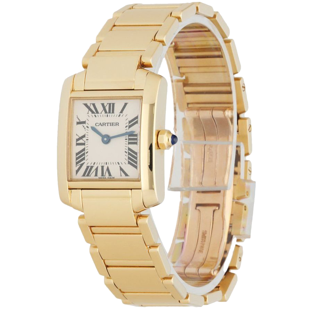 

Cartier Silver 18K Yellow Gold Tank Francaise 2385 Women's Wristwatch 20 MM