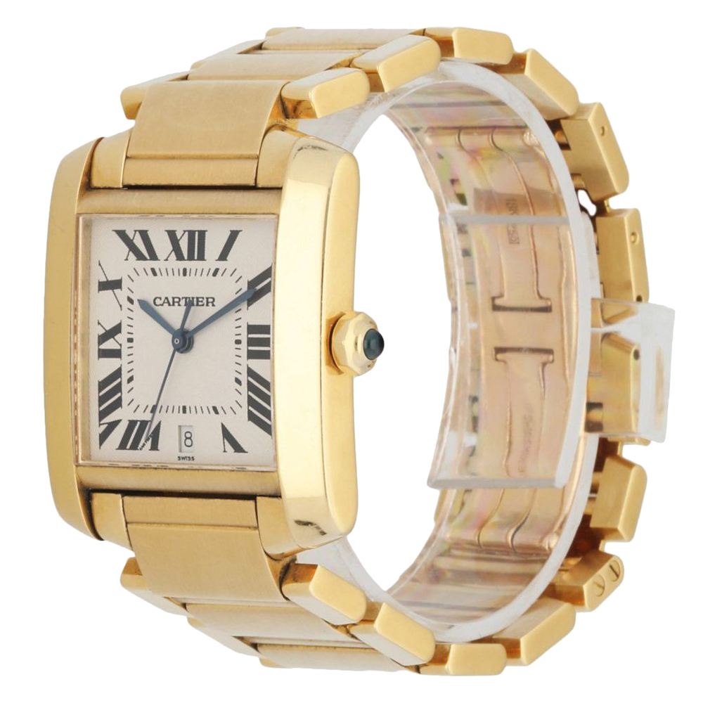 

Cartier Silver 18K Yellow Gold Tank Francaise 1840 Men's Wristwatch 28 MM