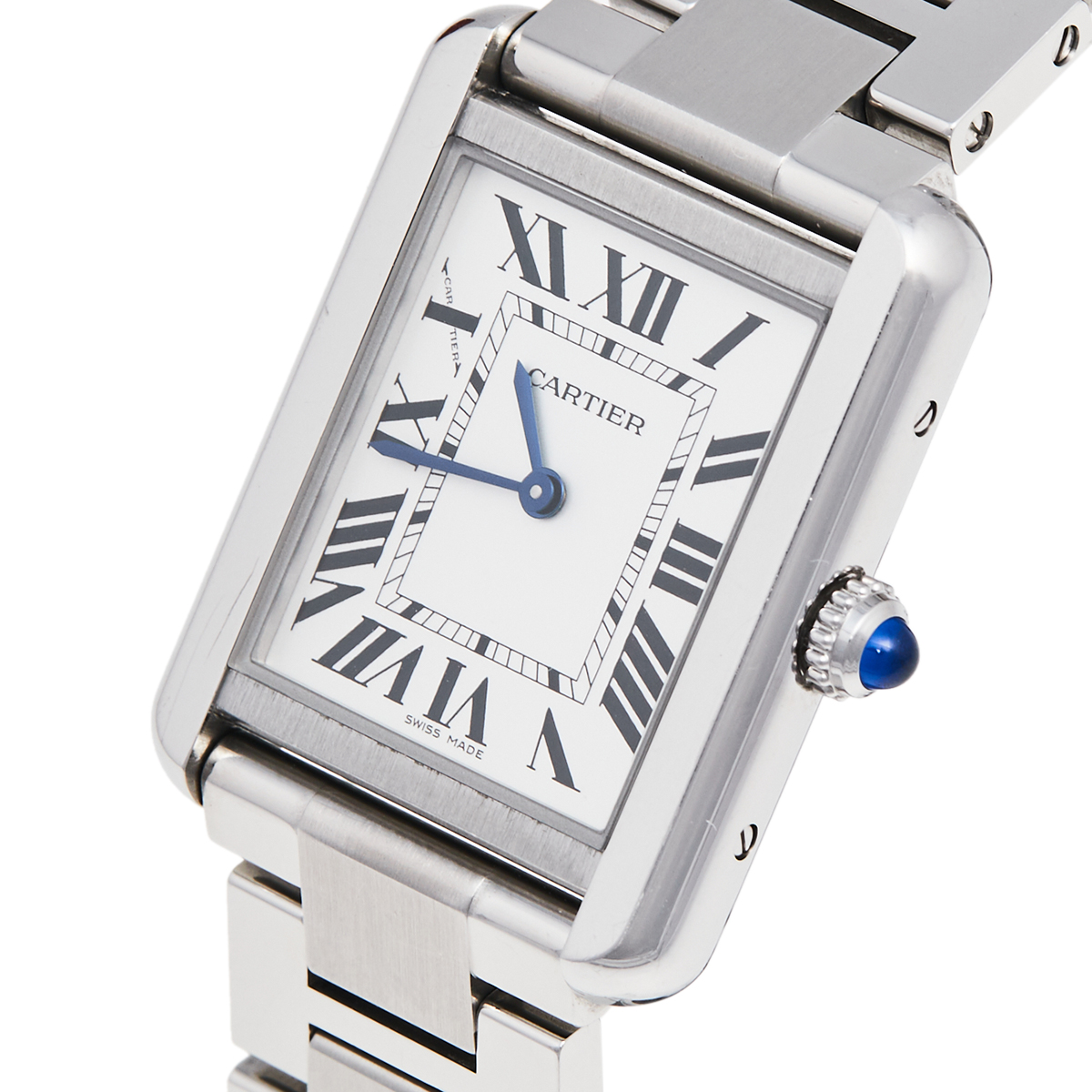 

Cartier Silver Stainless Steel Tank Solo W5200013 Women's Wristwatch