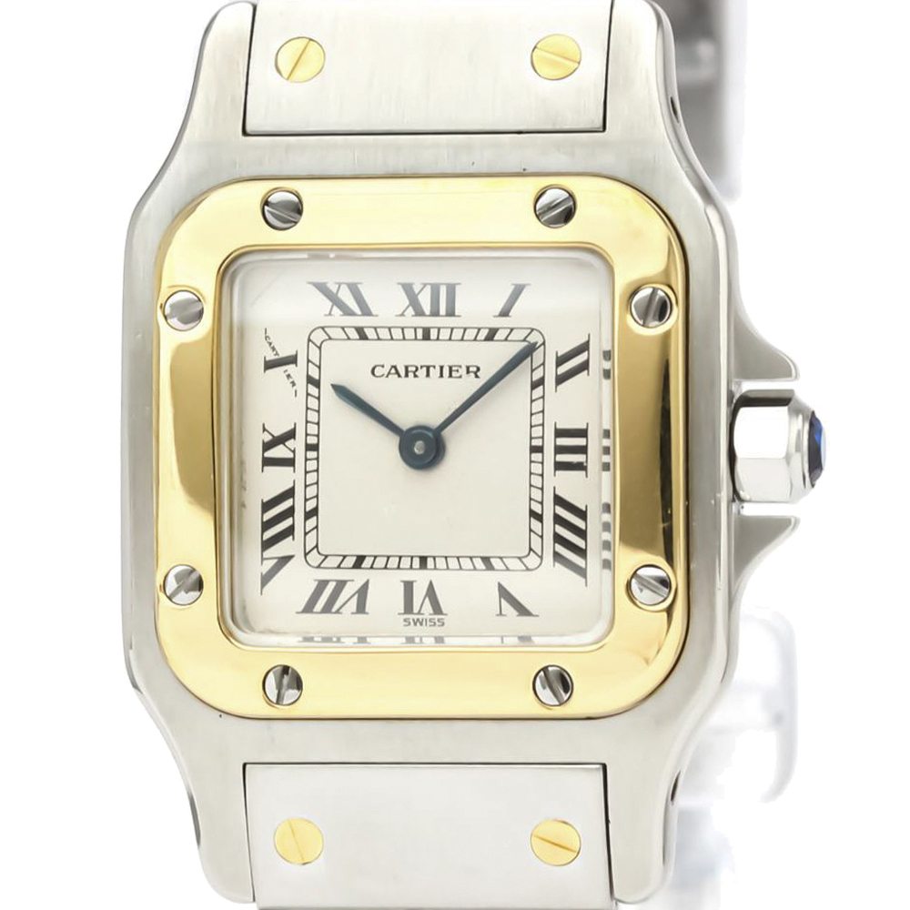 

Cartier Silver 18K Yellow Gold And Stainless Steel Santos Galbee Quartz Women's Wristwatch 24 MM