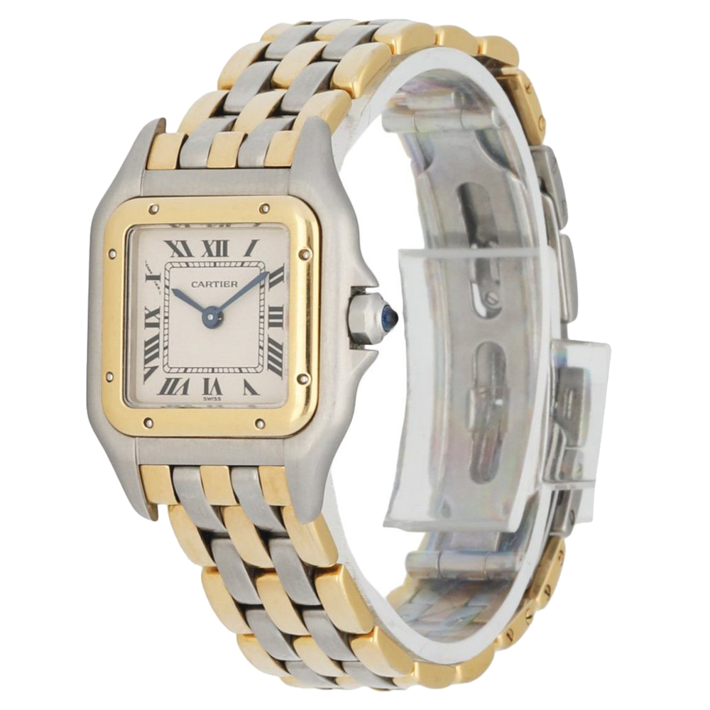 

Cartier Silver 18K Yellow Gold And Stainless Steel Panthere 1120 Women's Wristwatch 22 MM