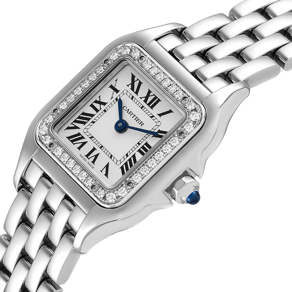 

Cartier Silver Diamonds Stainless Steel Panthere Small W4PN0007 Women's Wristwatch