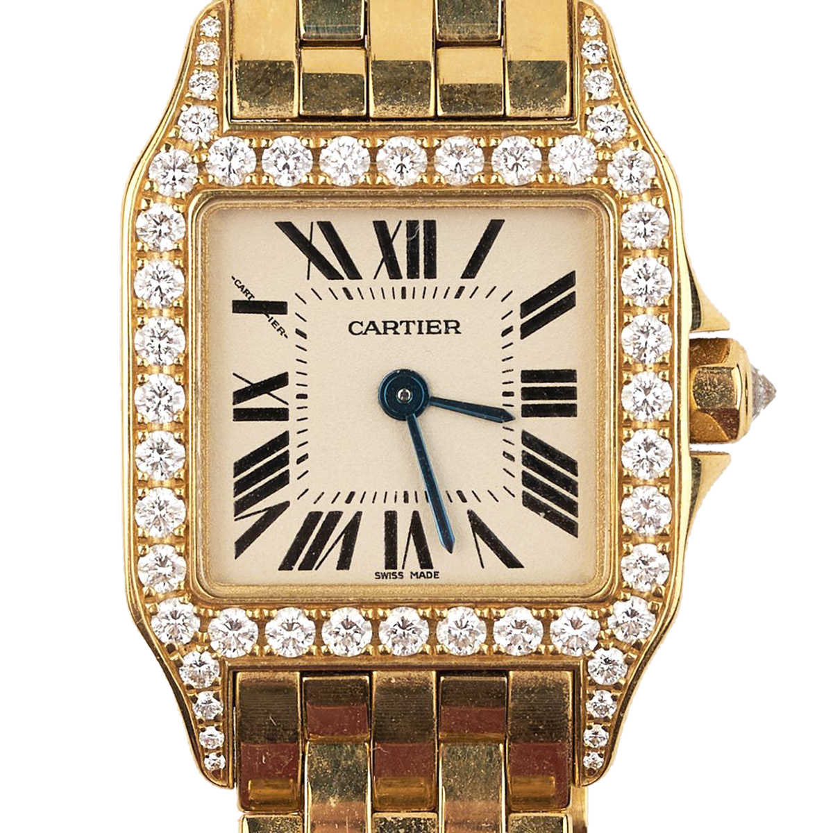

Cartier Beige 18K Yellow Gold Diamond Santos Demoiselle 2699 Women's Wristwatch 20 mm