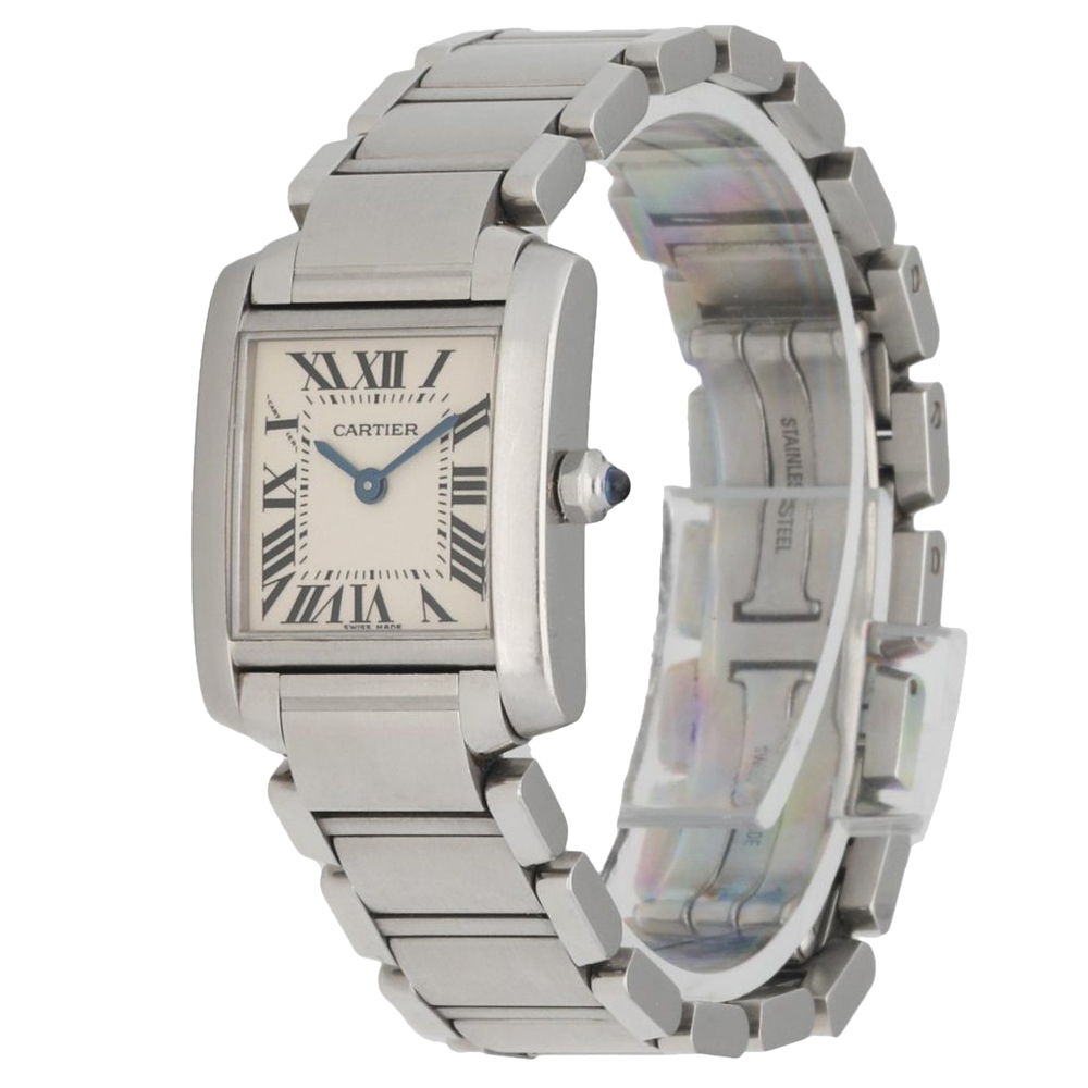 

Cartier Silver Stainless Steel Tank Francaise 2384 Women's Wristwatch 20 MM