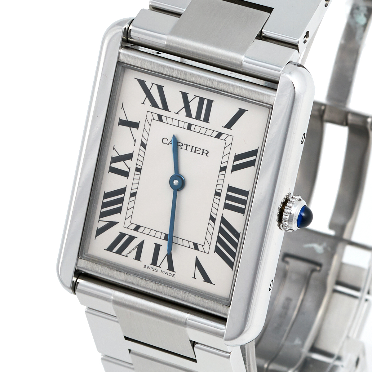 

Cartier Silver White Stainless Steel Tank Solo