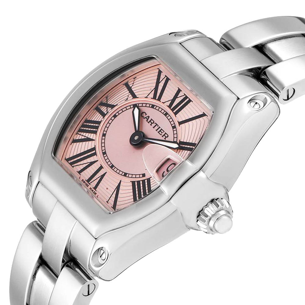 

Cartier Pink Stainless Steel Roadster W62017V3 Women's Wristwatch