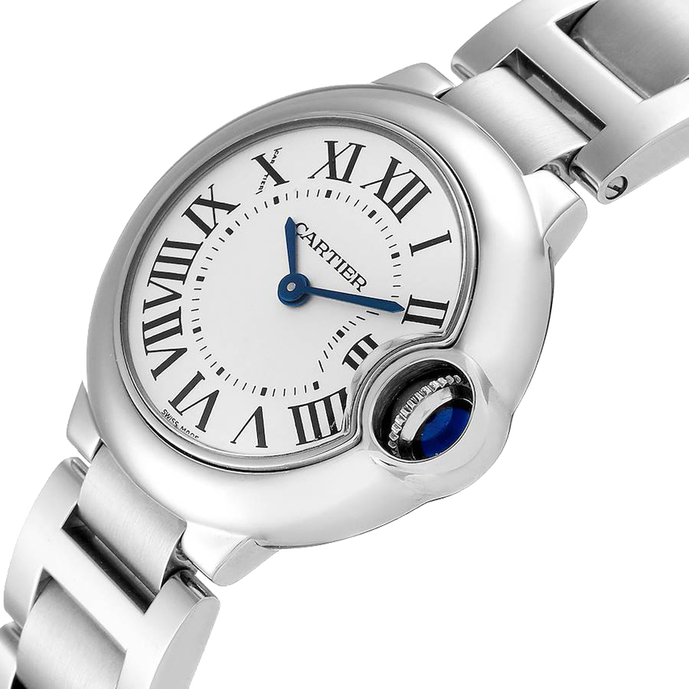 

Cartier Silver Stainless Steel Ballon Blue Quartz W69010Z4 Women's Wristwatch 29 MM
