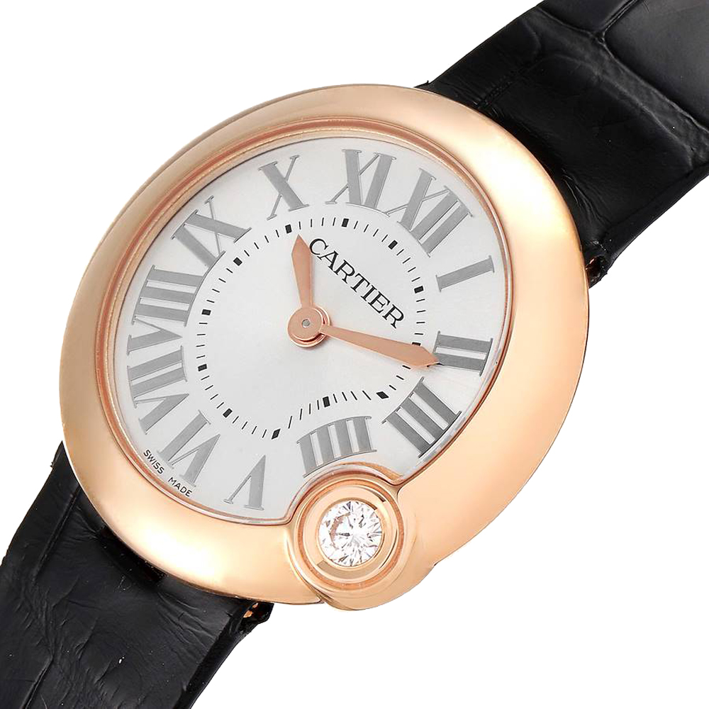 

Cartier Silver Diamonds 18K Rose Gold Ballon Blanc WGBL0003 Women's Wristwatch 30 MM