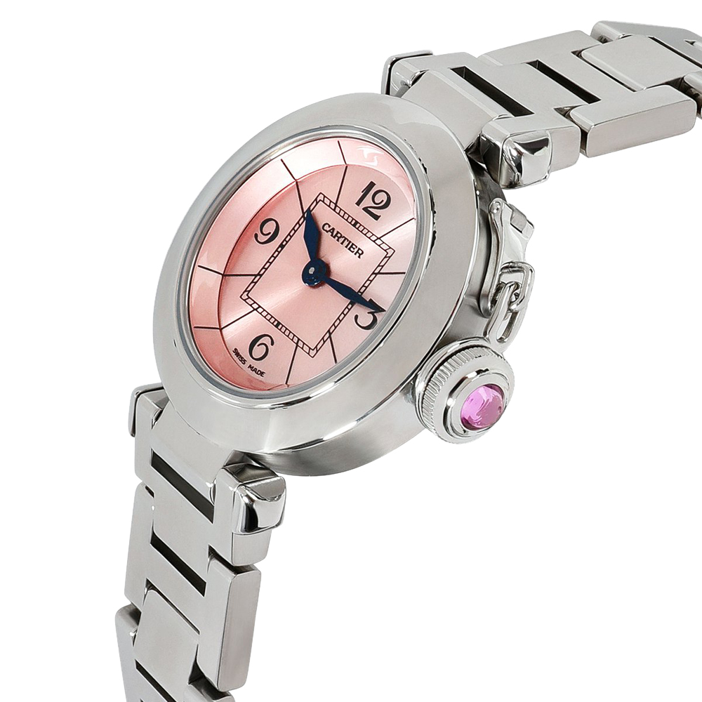 

Cartier Pink Stainless Steel Miss Pasha W3140008 Women's Wristwatch 27 MM