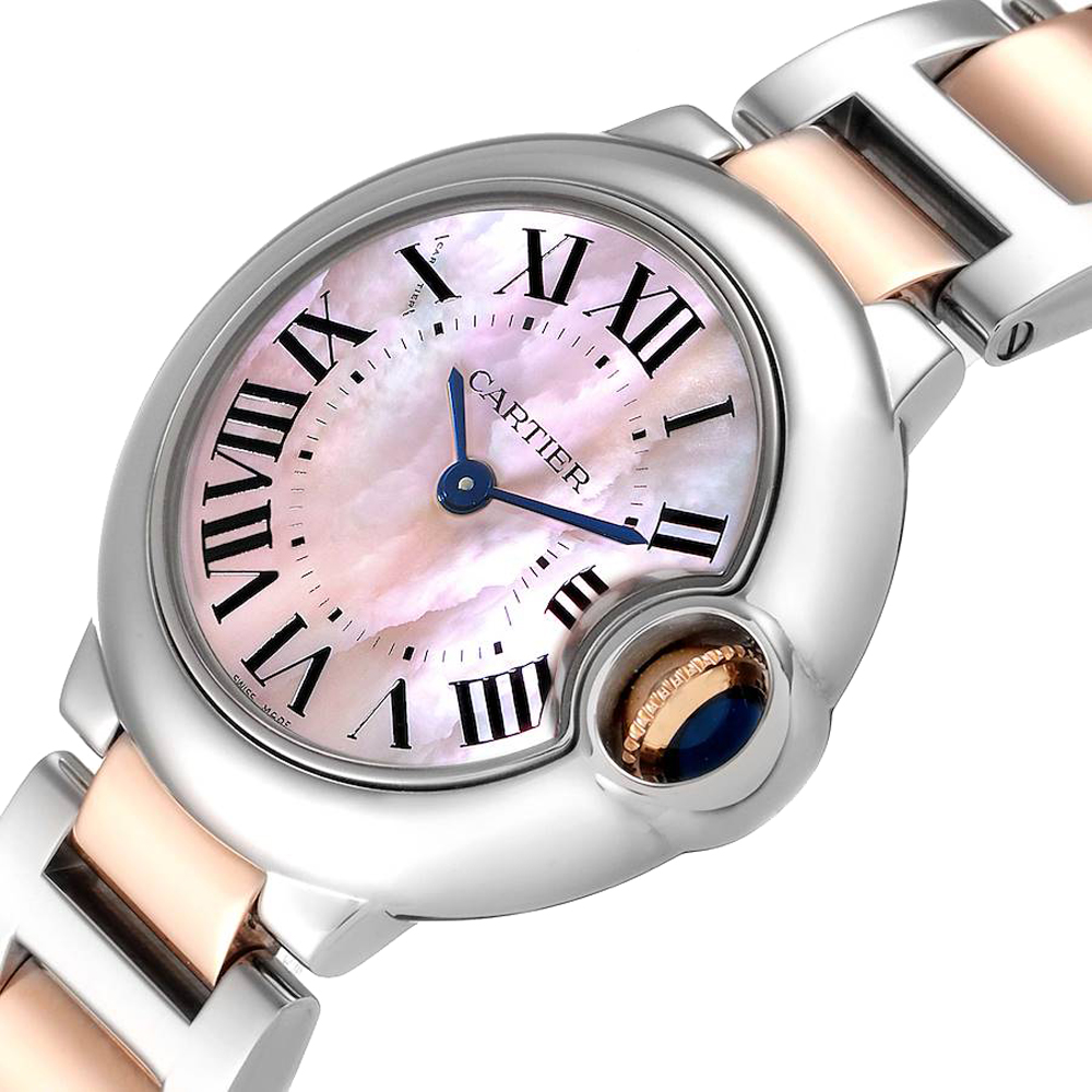

Cartier Pink MOP 18K Rose Gold And Stainless Steel Ballon Bleu W6920034 Women's Wristwatch 28 MM
