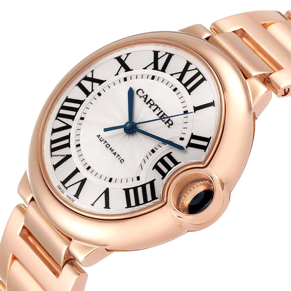 

Cartier Silver 18K Rose Gold Ballon Bleu Automatic W69004Z2 Women's Wristwatch 36 MM