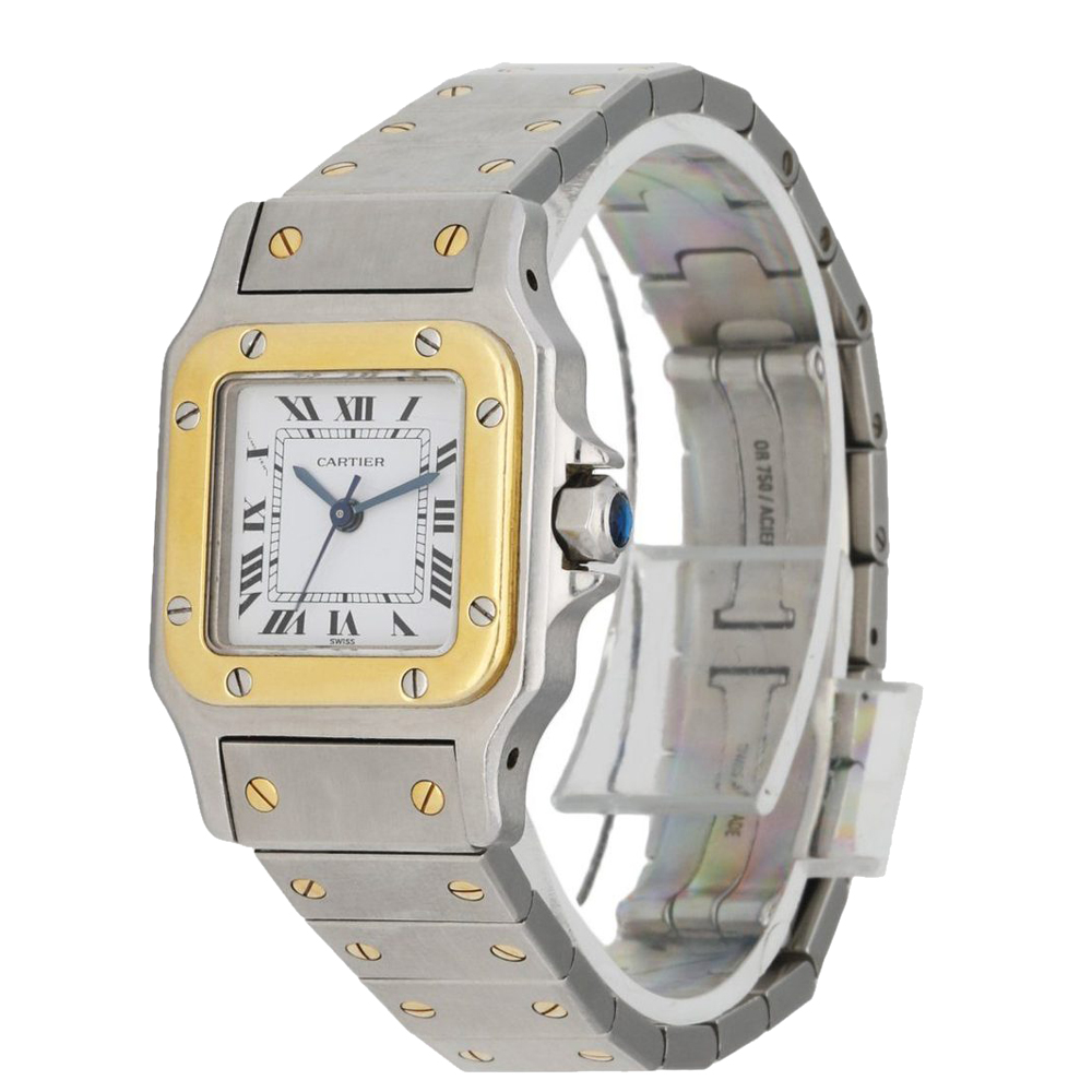 

Cartier Silver 18K Yellow Gold And Stainless Steel Santos Galbee Women's Wristwatch 24 MM
