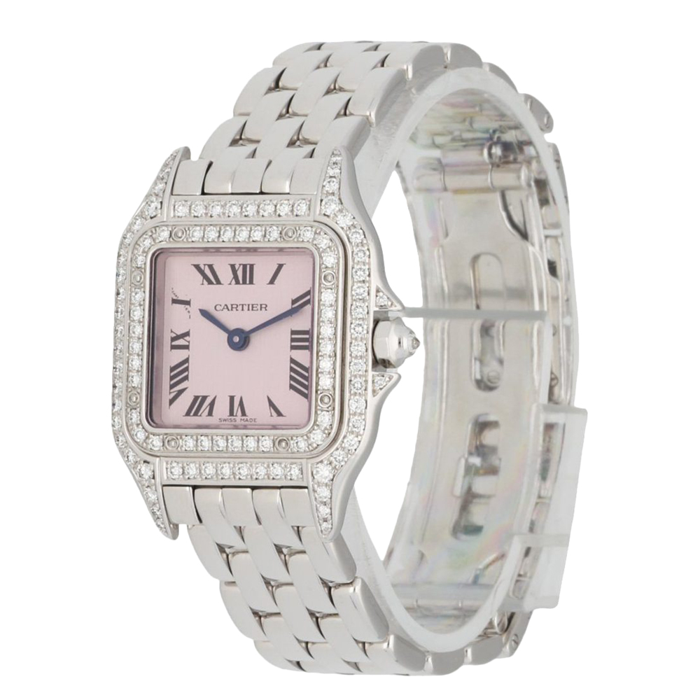 

Cartier Pink Diamonds 18K White Gold Panthere 1660 Women's Wristwatch 22 MM