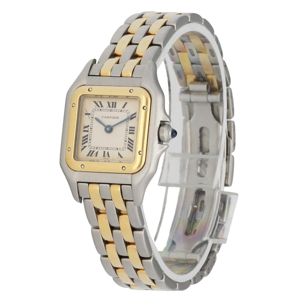 

Cartier Silver 18K Yellow Gold And Stainless Steel Panthere 1057917 Women's Wristwatch 22 MM