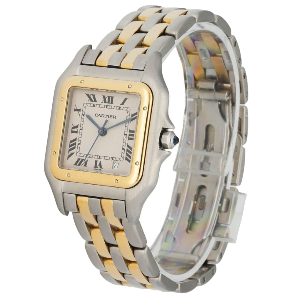 

Cartier Silver 18K Yellow Gold And Stainless Steel Panthere 1100 Women's Wristwatch 27 MM