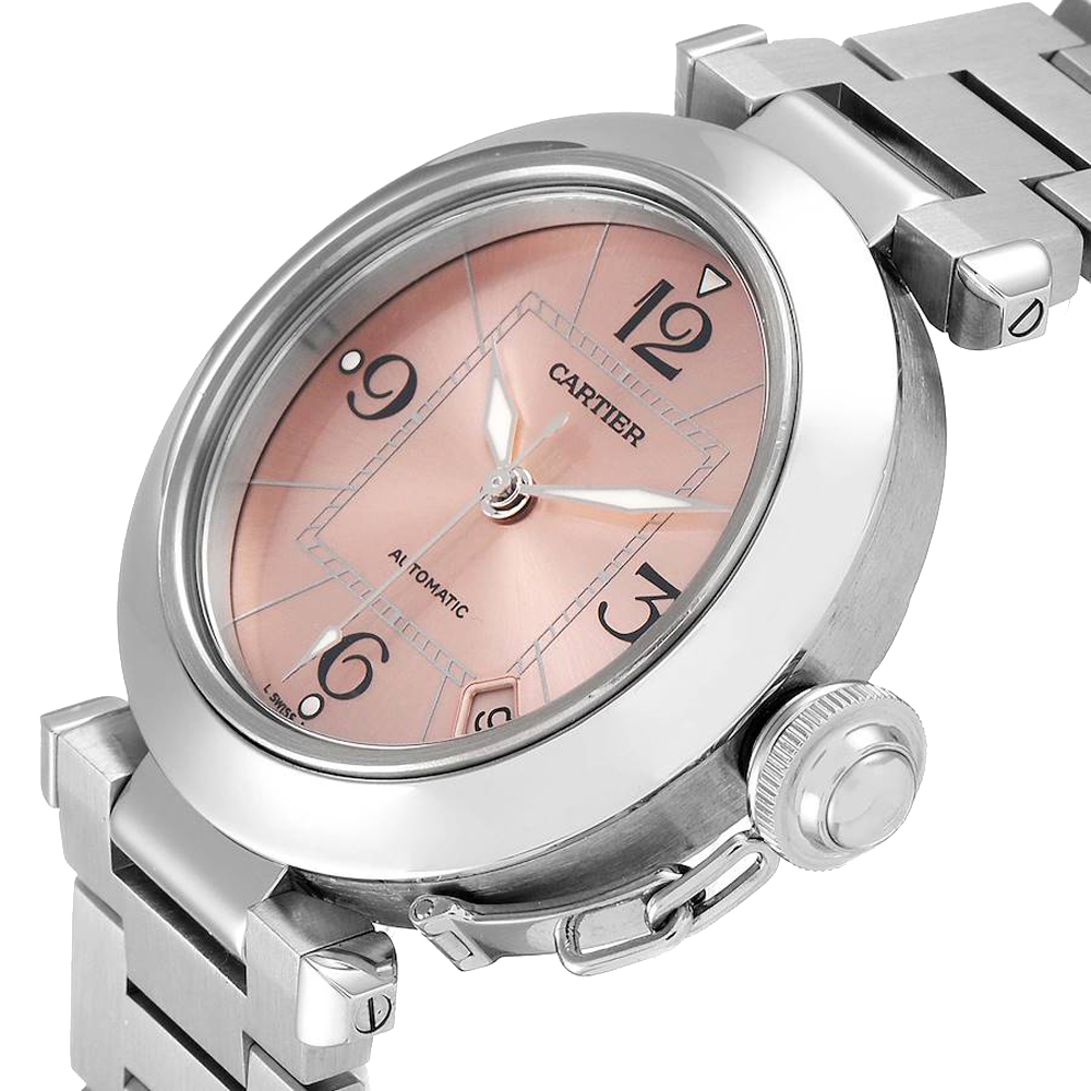 

Cartier Pink Stainless Steel Pasha C Automatic W31075M7 Women's Wristwatch 35 MM