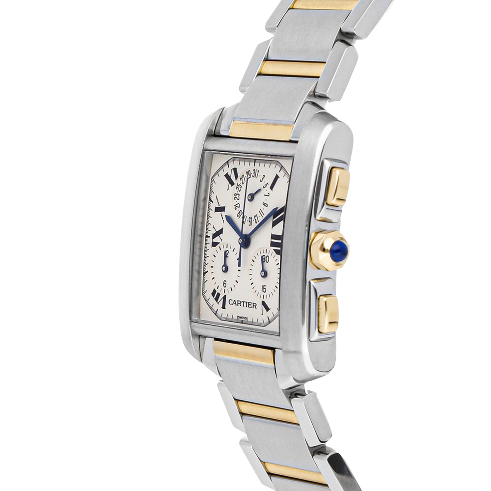 

Cartier Silver 18K Yellow Gold And Stainless Steel Tank Francaise XL Chronoreflex W51004Q4 Women's Wristwatch 28 MM