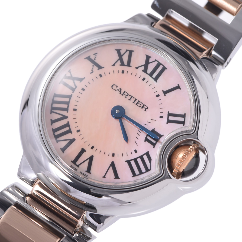 

Cartier Pink MOP 18K Rose Gold and Stainless Steel Ballon Bleu Quartz Women's Wristwatch