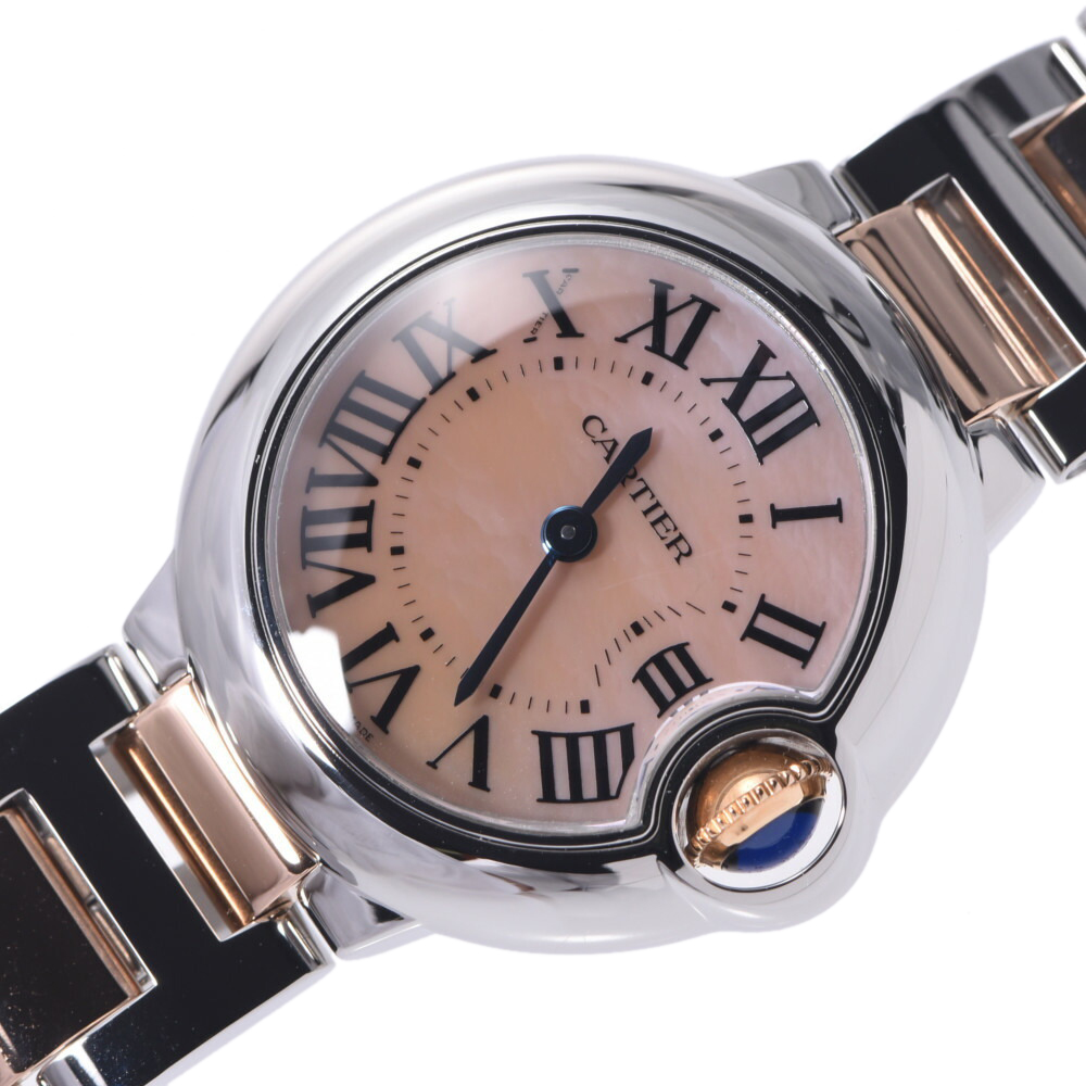 

Cartier Pink MOP 18K Rose Gold And Stainless Steel Ballon Bleu W6920034 Quartz Women's Wristwatch 28 MM