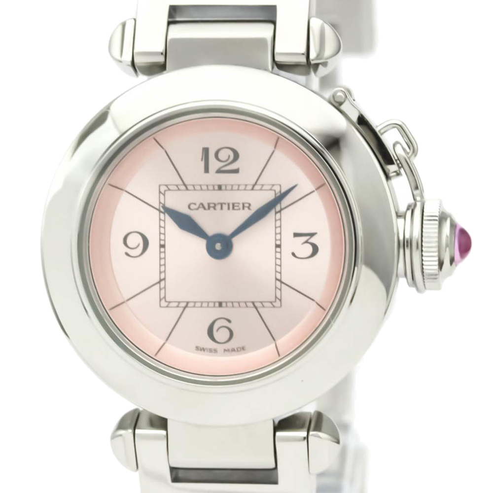 

Cartier Pink Stainless Steel Miss Pasha W3140008 Quartz Women's Wristwatch 27 MM