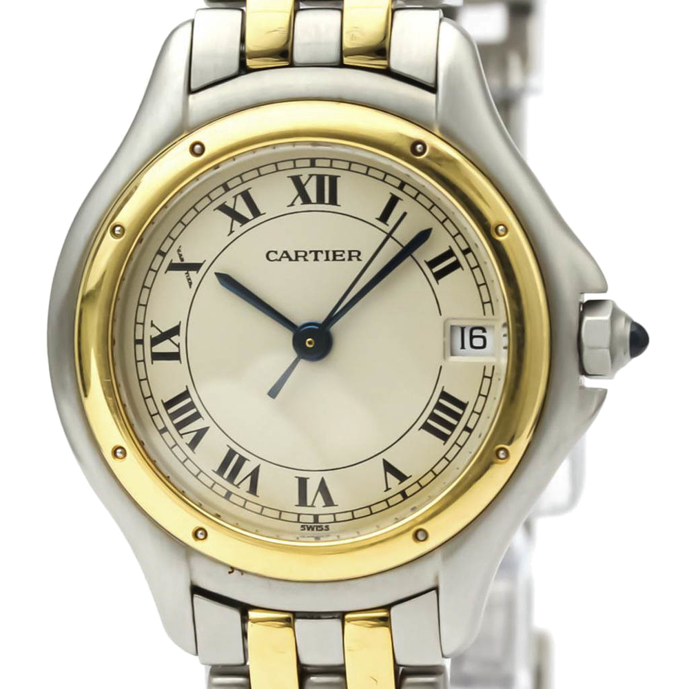 

Cartier Silver 18K Yellow Gold And Stainless Steel Panthere Cougar Quartz Women's Wristwatch 26 MM