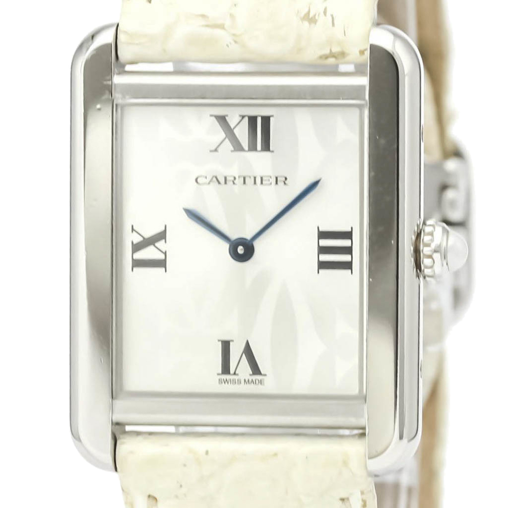 

Cartier Silver Stainless Steel Tank Solo Christmas LTD Edition W1019555 Women's Wristwatch 24 MM