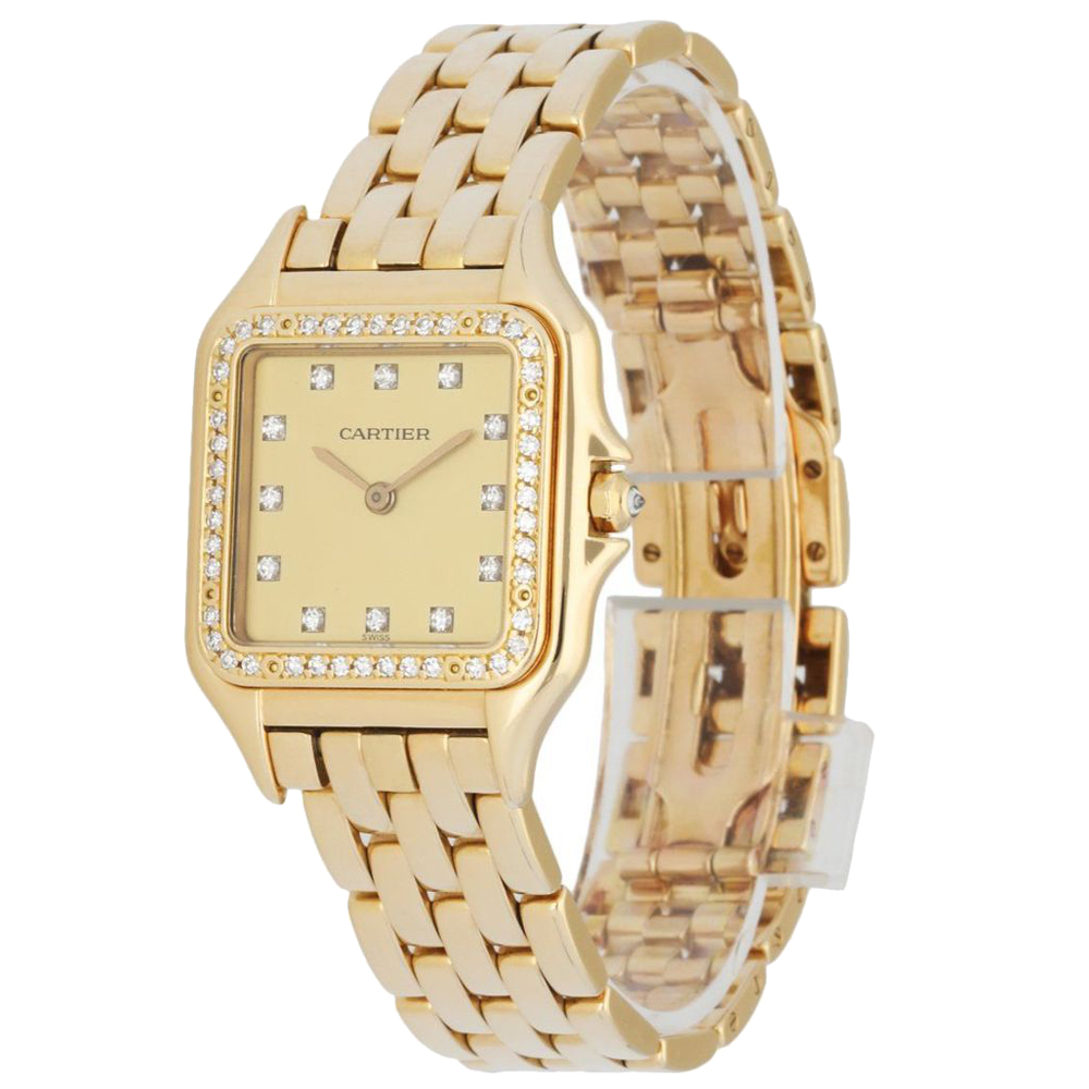 

Cartier Champagne Diamonds 18K Yellow Gold Panthere Women's Wristwatch 28 MM