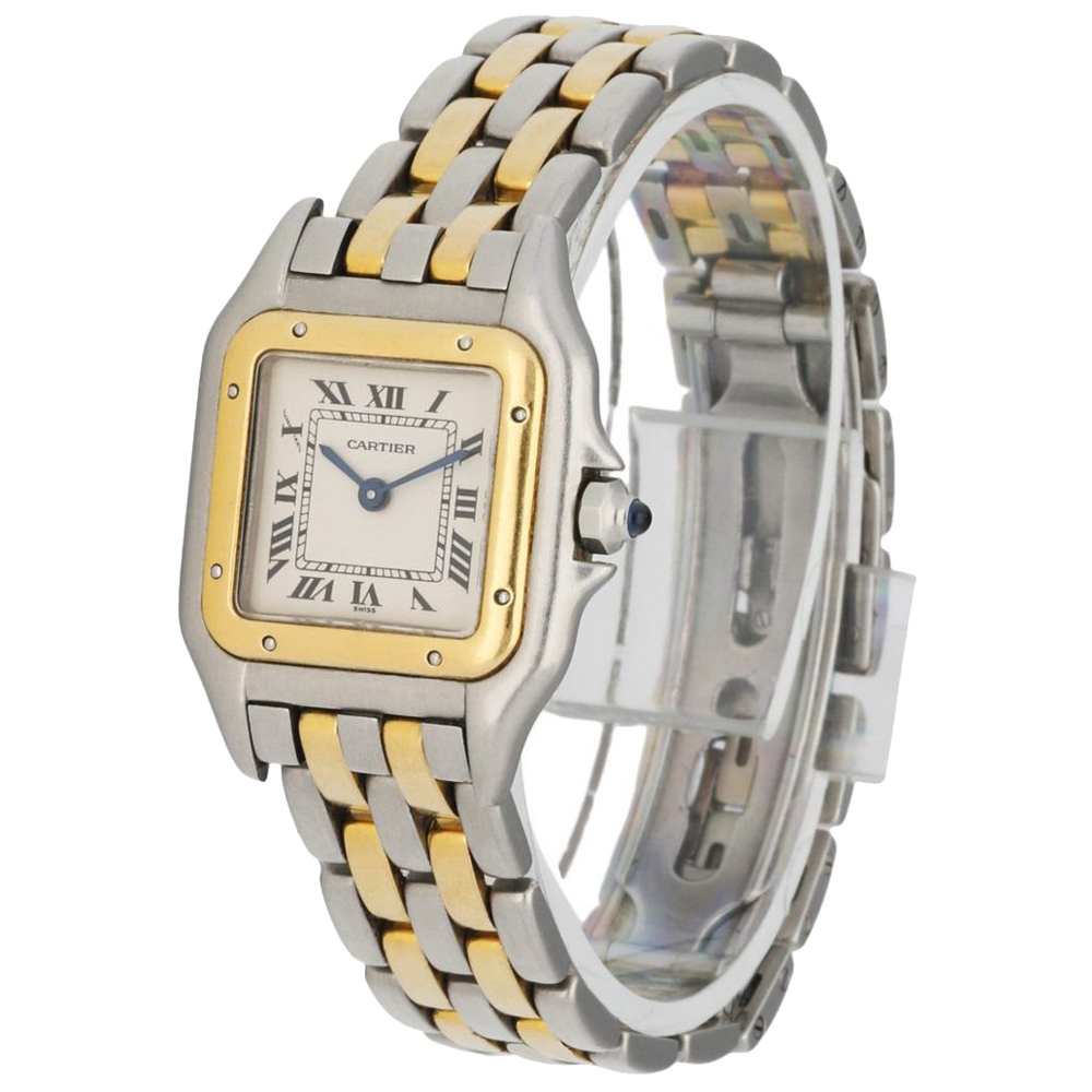 

Cartier Silver 18k Yellow Gold And Stainless Steel Panthere 166921 Women's Wristwatch 22 MM