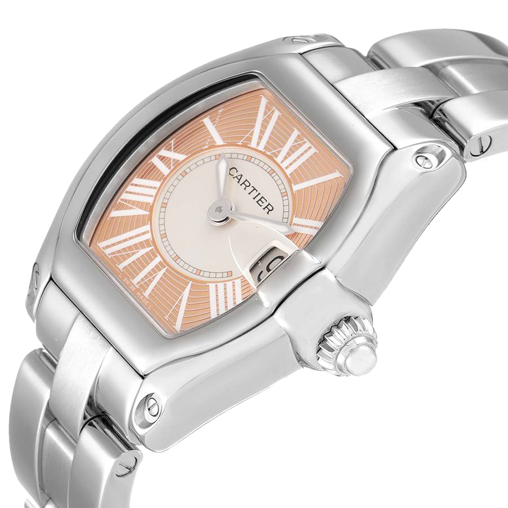 

Cartier Coral Stainless Steel Roadster Limited Edition W62054V3 Women's Wristwatch, Pink