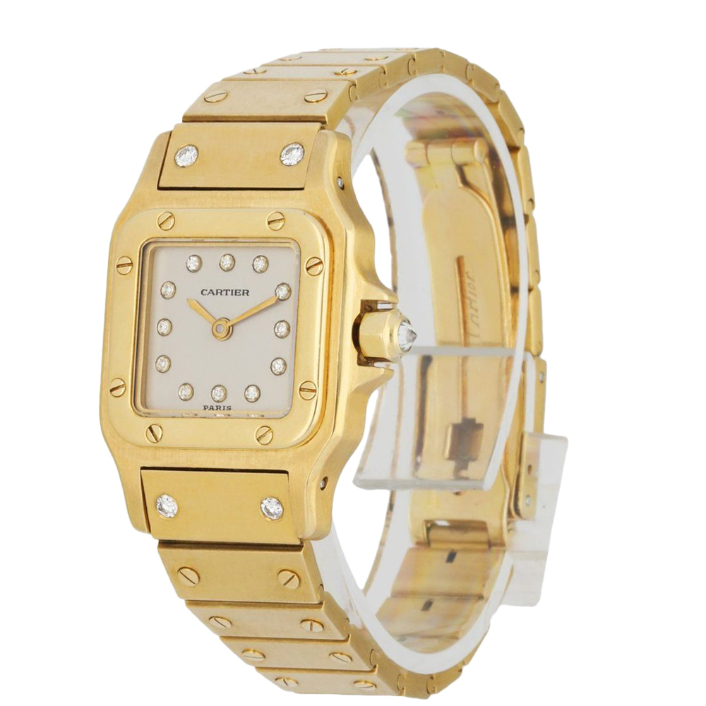 

Cartier Ivory 18K Yellow Gold Diamond Santos Galbee Women's Wristwatch, White