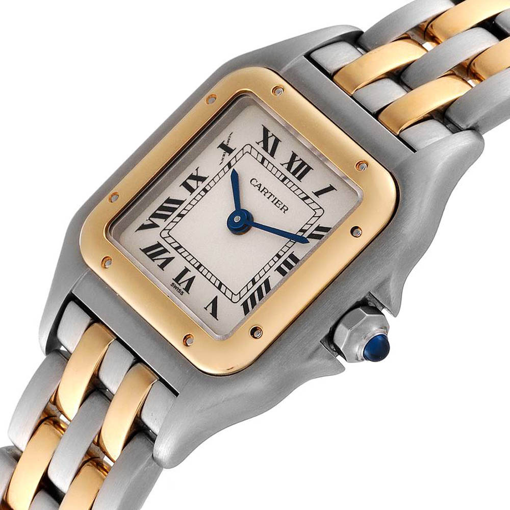 

Cartier Silver 18K Yellow Gold Stainless Steel Panthere W25029B6 Women's Wristwatch